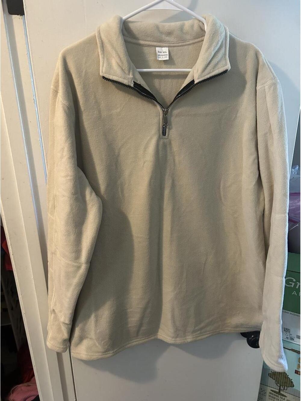 Brand new Cream quarter zip polyester fleece jacket in XXL